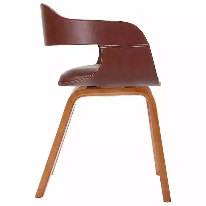 vidaXL Chaise de salle à manger marron Similicuir (100 % polyester), Bois courbé moyen