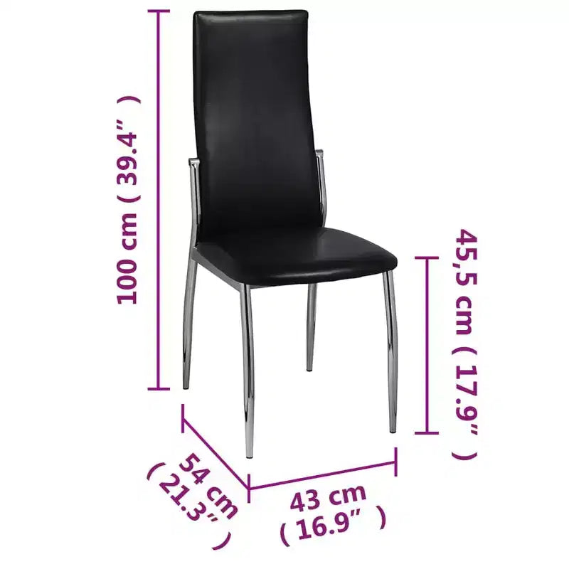 vidaXL Chaises de salle à manger 2 pcs Similicuir Noir