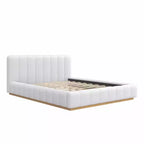 Cadre de lit plateforme Queen/King Size, Lit bas rembourré en Boucle avec base en bois pour chambre à coucher, appartement - ModernLuxe