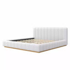 Cadre de lit plateforme Queen/King Size, Lit bas rembourré en Boucle avec base en bois pour chambre à coucher, appartement - ModernLuxe