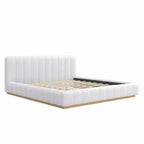 Cadre de lit plateforme Queen/King Size, Lit bas rembourré en Boucle avec base en bois pour chambre à coucher, appartement - ModernLuxe
