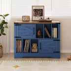 Grand meuble de rangement pour vinyles, peut contenir plus de 450 albums, meuble pour platine vinyle en bois de style ferme de 99 cm avec portes coulissantes, console multimédia pour platine vinyle pour le salon.