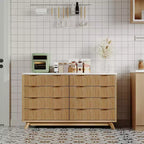 Fluted 8 Drawers Dresser for Bedroom, 54 Wide Modern Chest of Drawers-Wood Storage Cabinet Organizer for Home