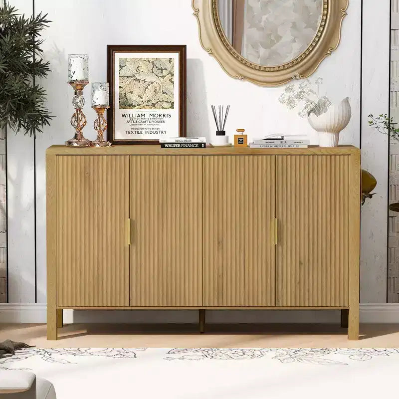 GDFStudio Flores Meuble de Rangement Moderne 57,5, Meuble Buffet 4 Portes avec Crochets Latéraux