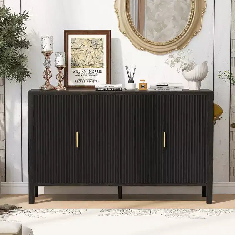 GDFStudio Flores Meuble de Rangement Moderne 57,5, Meuble Buffet 4 Portes avec Crochets Latéraux