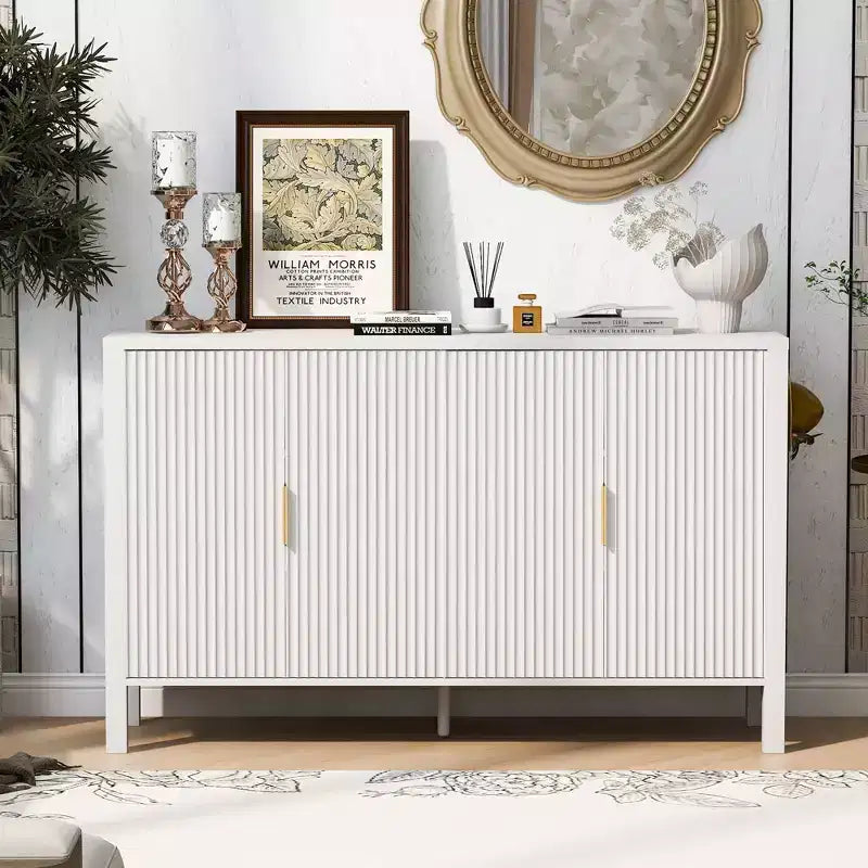GDFStudio Flores Meuble de Rangement Moderne 57,5, Meuble Buffet 4 Portes avec Crochets Latéraux