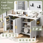 GDFStudio Flores Meuble de Rangement Moderne 57,5, Meuble Buffet 4 Portes avec Crochets Latéraux