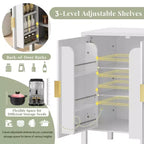 GDFStudio Flores Meuble de Rangement Moderne 57,5, Meuble Buffet 4 Portes avec Crochets Latéraux