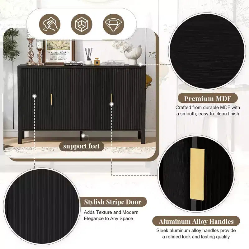 GDFStudio Flores Meuble de Rangement Moderne 57,5, Meuble Buffet 4 Portes avec Crochets Latéraux