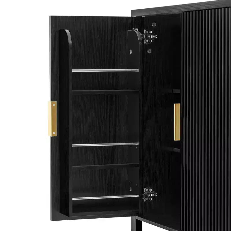 GDFStudio Flores Meuble de Rangement Moderne 57,5, Meuble Buffet 4 Portes avec Crochets Latéraux