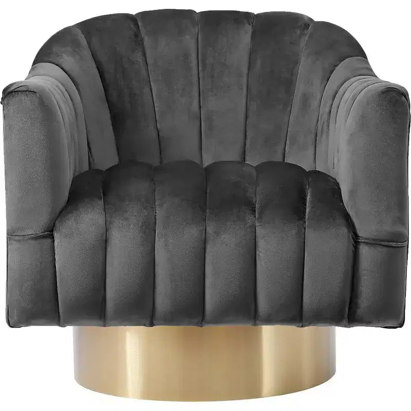 Fauteuil en velours gris Farrah de Meridian Furniture