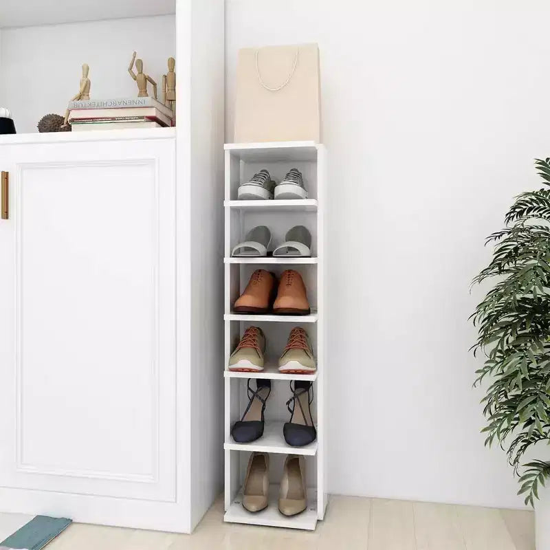 vidaXL Armoire à chaussures blanc Bois d'ingénierie Haute et étroite Armoire à chaussures