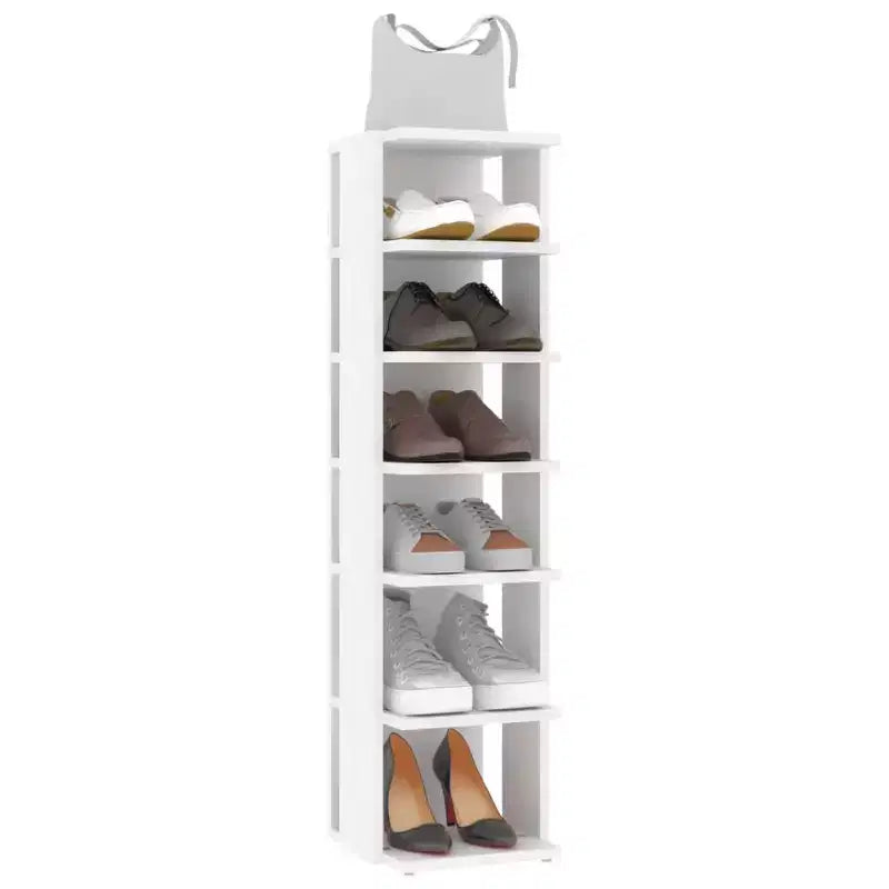 vidaXL Armoire à chaussures blanc Bois d'ingénierie Haute et étroite Armoire à chaussures