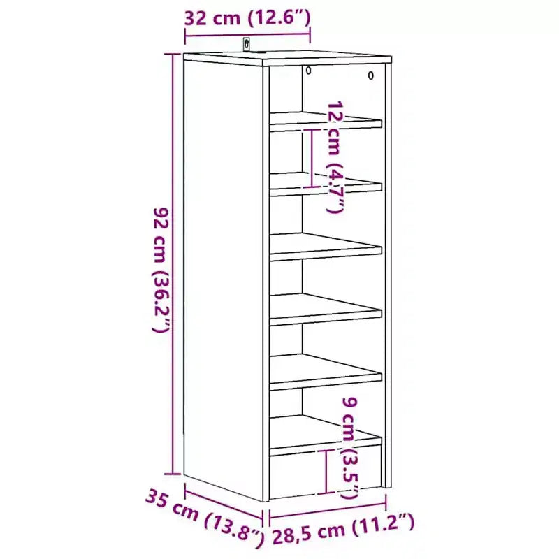 vidaXL Meuble à chaussures Chêne Sonoma Bois d'ingénierie 31,5 cm x 35 cm x 90 cm