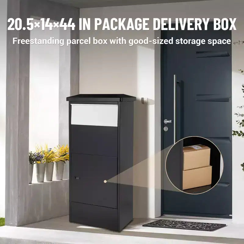 Boîte de dépôt de colis antivol extra large - Acier galvanisé, verrouillable avec serrure à code, boîte aux lettres extérieure sécurisée pour porche ou trottoir - Noir ou blanc