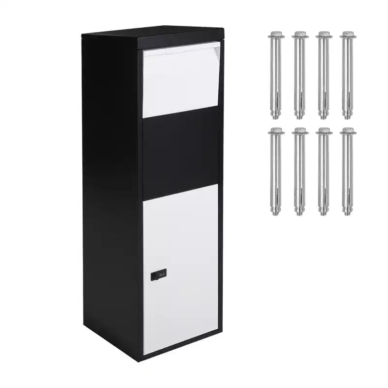 Boîte de dépôt de colis antivol extra large - Acier galvanisé, verrouillable avec serrure à code, boîte aux lettres extérieure sécurisée pour porche ou trottoir - Noir ou blanc