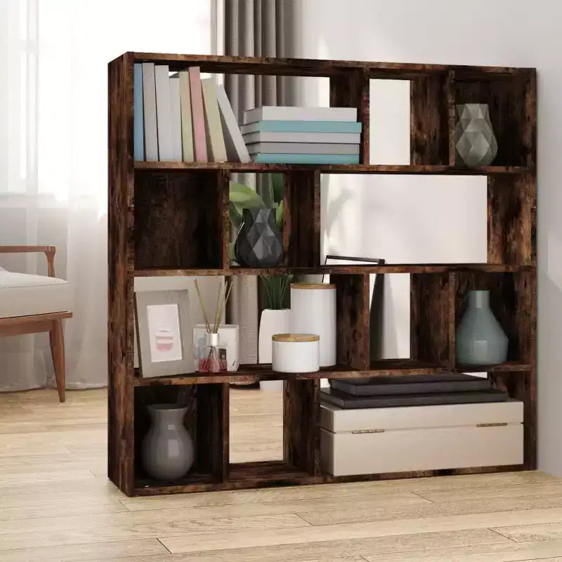 vidaXL Bibliothèque/Séparateur de pièce Chêne fumé 41.3x9.4x40.2