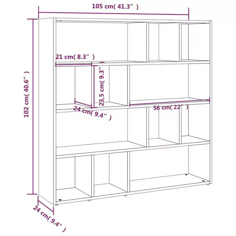 vidaXL Bibliothèque/Séparateur de pièce Chêne fumé 41.3x9.4x40.2