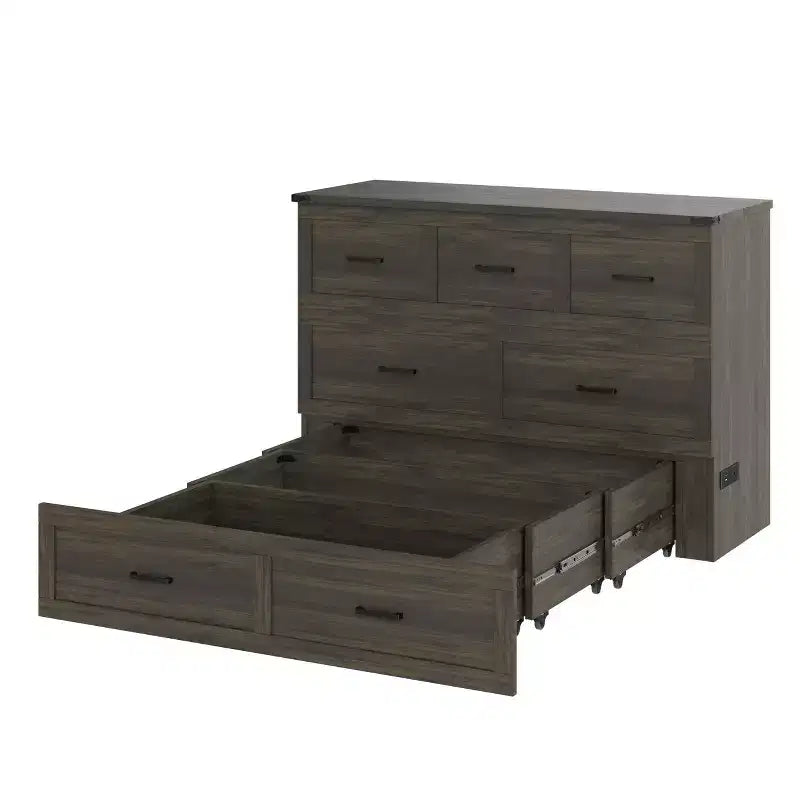 Lit plateforme pliable FAMYYT Queen Size avec station de recharge, tiroir de rangement, montage facile