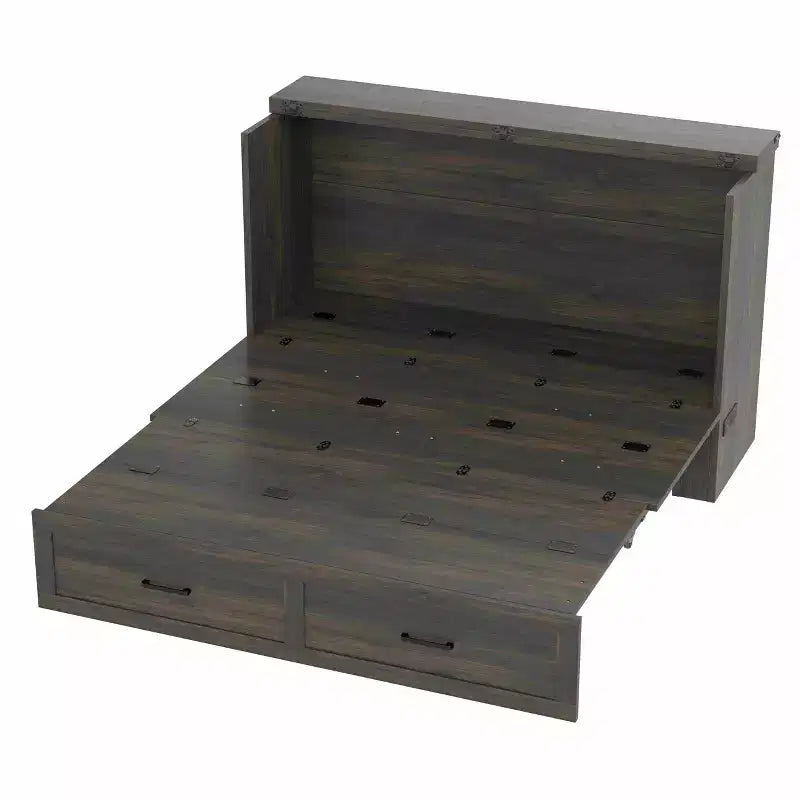 Lit plateforme pliable FAMYYT Queen Size avec station de recharge, tiroir de rangement, montage facile