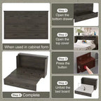 Lit plateforme pliable FAMYYT Queen Size avec station de recharge, tiroir de rangement, montage facile