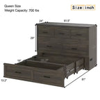Lit plateforme pliable FAMYYT Queen Size avec station de recharge, tiroir de rangement, montage facile