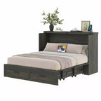 Lit plateforme pliable FAMYYT Queen Size avec station de recharge, tiroir de rangement, montage facile