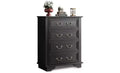 DEXYLLO Farmhouse 4 Drawer Dresser for Bedroom, 39 Tall Vintage Wood Chest of Drawers, Rustic Small Dressers with Square Wooden Legs, Black