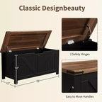 Banc de rangement au design rustique - Coffre de rangement avec 2 charnières de sécurité, 40 x 100 x 48 cm, idéal pour l'entrée, la chambre et le salon
