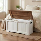 Banc de rangement au design rustique - Coffre de rangement avec 2 charnières de sécurité, 40 x 100 x 48 cm, idéal pour l'entrée, la chambre et le salon