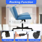 BestMassage Chaise croisée à roulettes, sans accoudoirs, chaise de bureau pivotante réglable en hauteur avec large assise rembourrée pour bureau à domicile