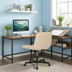 BestMassage Chaise croisée à roulettes, sans accoudoirs, chaise de bureau pivotante réglable en hauteur avec large assise rembourrée pour bureau à domicile