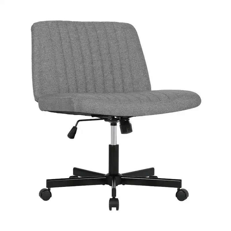 BestMassage Chaise croisée à roulettes, sans accoudoirs, chaise de bureau pivotante réglable en hauteur avec large assise rembourrée pour bureau à domicile