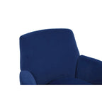 Fauteuil pivotant cylindrique rembourré en velours bleu marine 29.3 avec base en acier inoxydable
