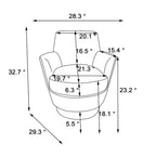 Fauteuil pivotant cylindrique rembourré en velours bleu marine 29.3 avec base en acier inoxydable