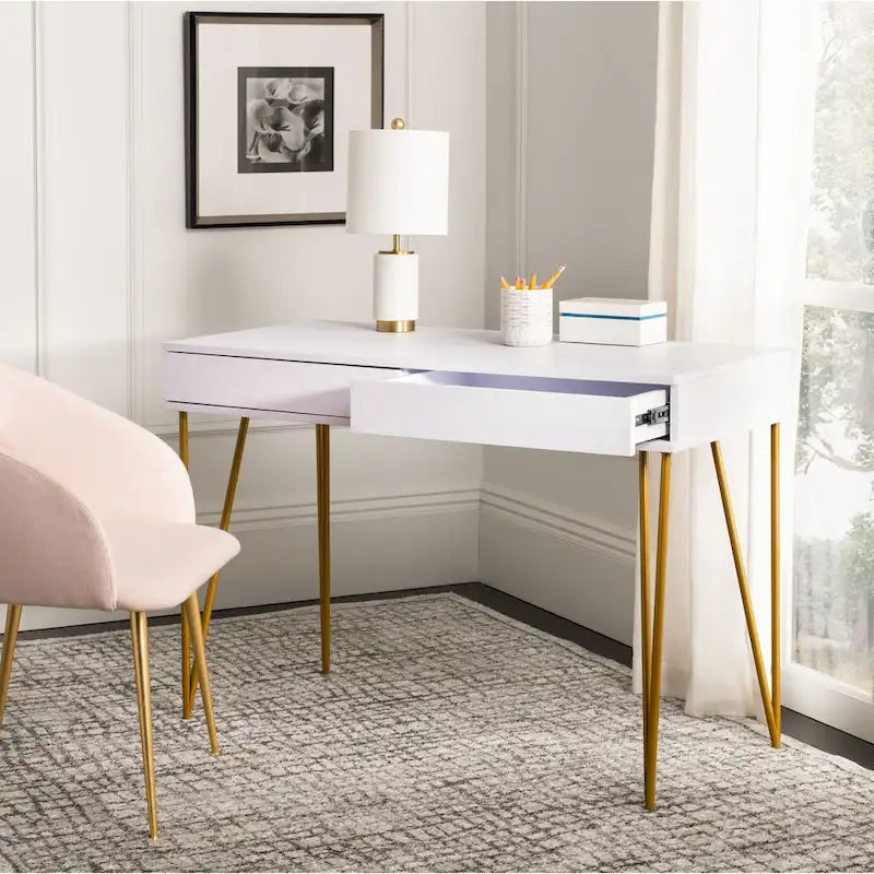 Bureau à 2 tiroirs Ladonna en pin naturel