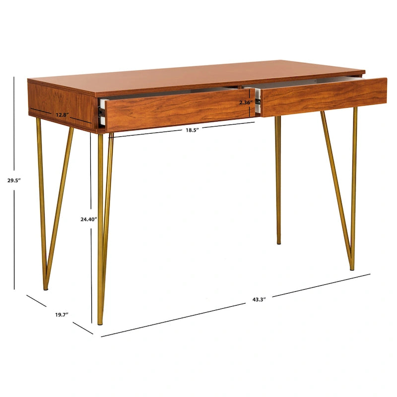 Bureau à 2 tiroirs Ladonna en pin naturel