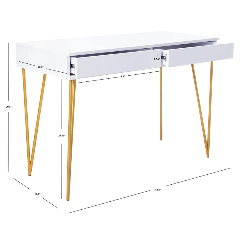Bureau à 2 tiroirs Ladonna en pin naturel