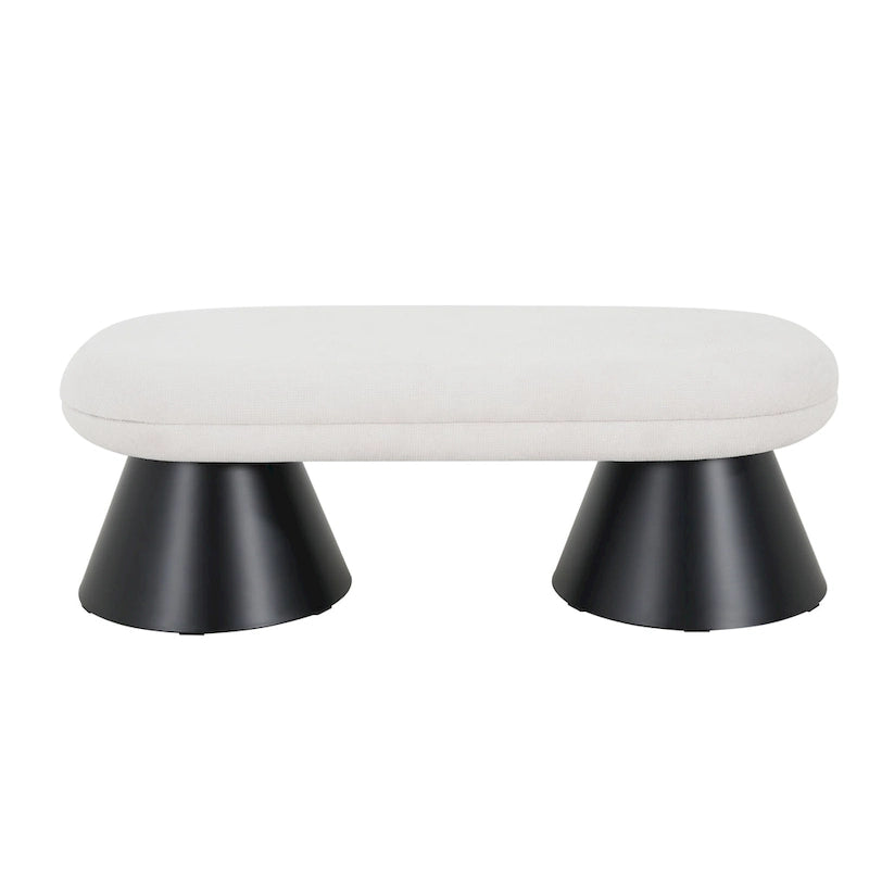 Pouf d'entrée rembourré Nathan avec pieds en fer noir
