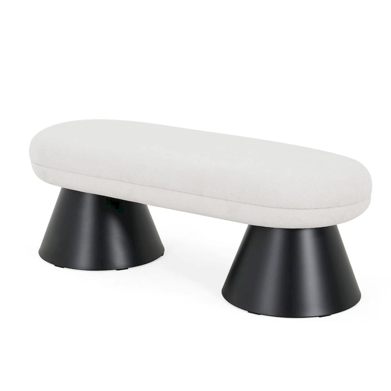 Pouf d'entrée rembourré Nathan avec pieds en fer noir