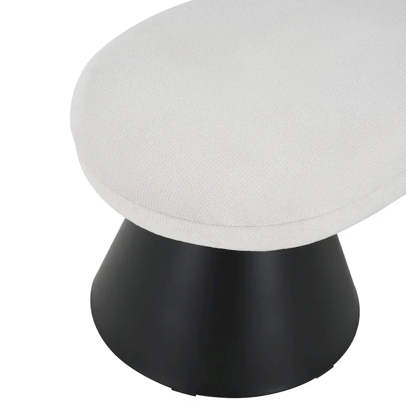 Pouf d'entrée rembourré Nathan avec pieds en fer noir