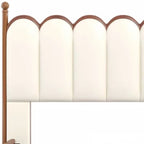 Lit tapissier en cuir avec tête et pied de lit, lattes et pieds en bois massif