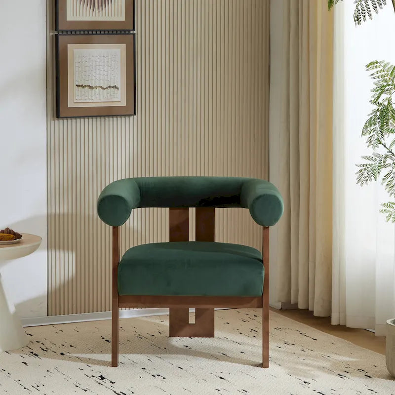 Fauteuil d'appoint Gilbert moderne à accoudoirs ronds et rembourré