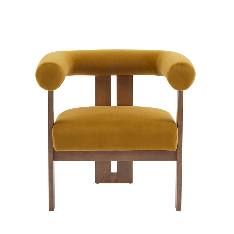 Fauteuil d'appoint Gilbert moderne à accoudoirs ronds et rembourré