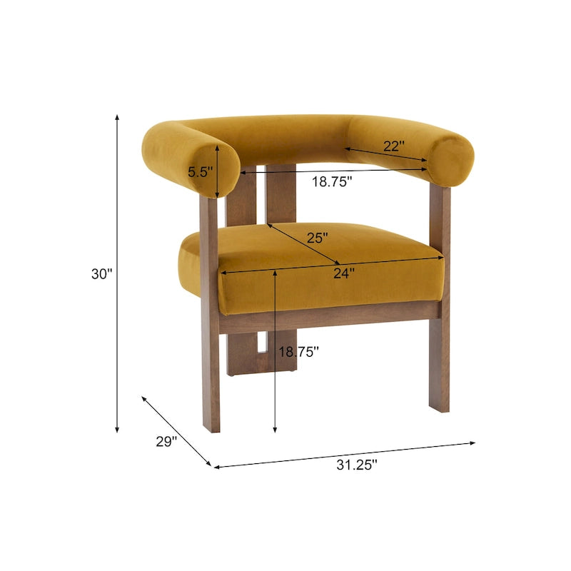 Fauteuil d'appoint Gilbert moderne à accoudoirs ronds et rembourré