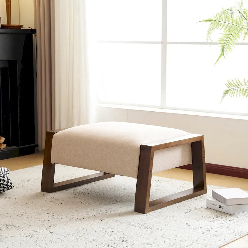 Pouf rembourré Harper moderne beige