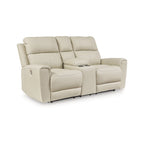 Canapé deux places inclinable électrique Dahlmoore Beige avec console - 76 po L x 42 po P x 40 po H