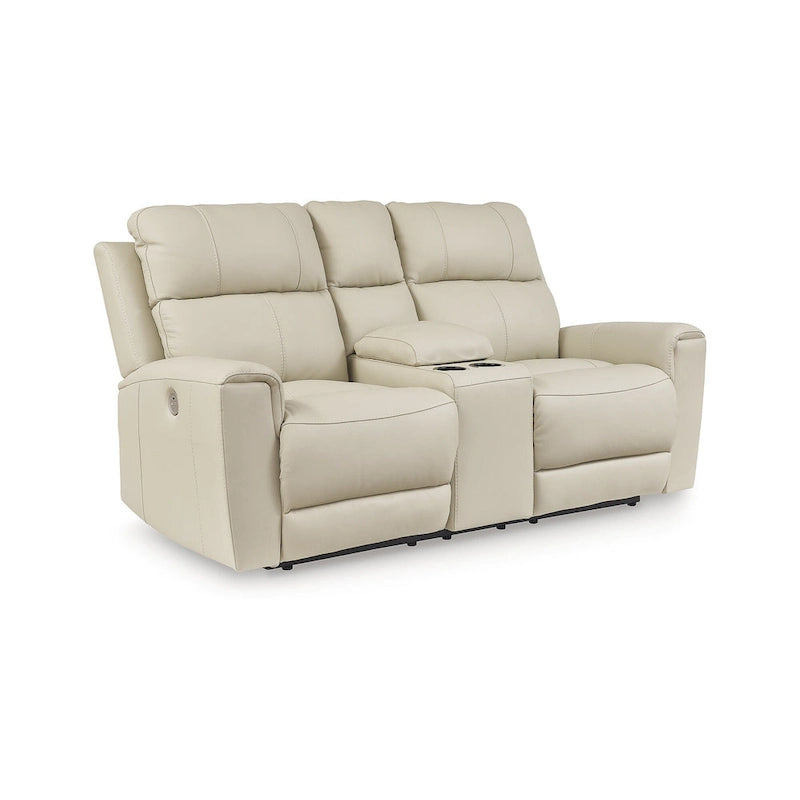 Dahlmoore Beige Power Reclining Loveseat with Console - 76W x 42D x 40H