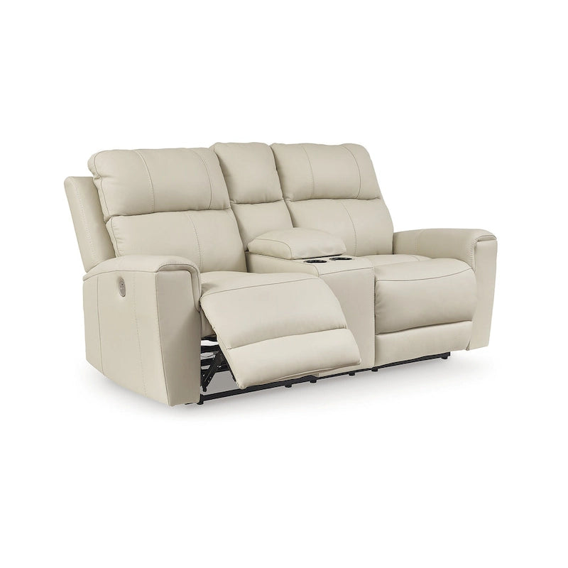 Canapé deux places inclinable électrique Dahlmoore Beige avec console - 76 po L x 42 po P x 40 po H