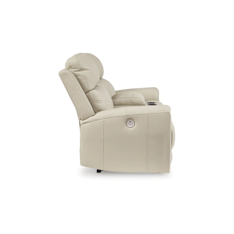 Dahlmoore Beige Power Reclining Loveseat with Console - 76W x 42D x 40H